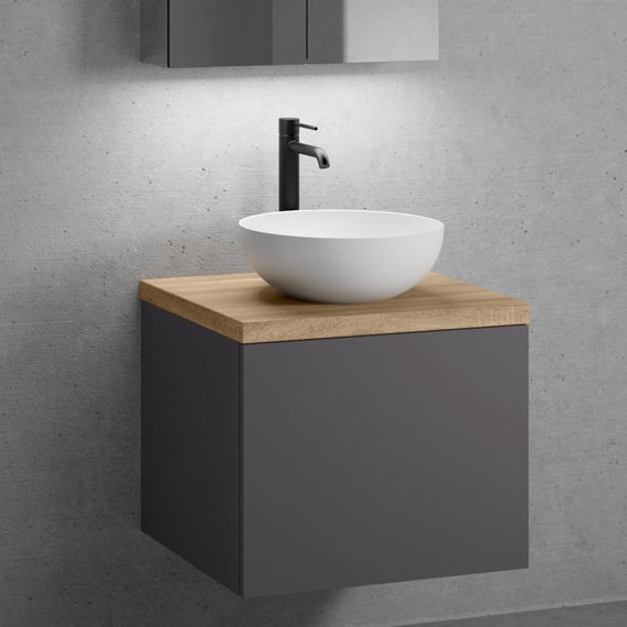 neoro n50 Unterschrank B: 60 cm mit 1 Auszug, Waschtisch Ø 40 cm weiß