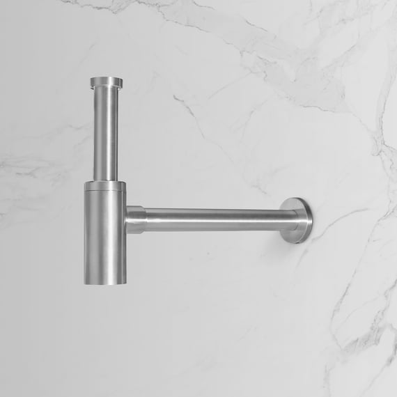 Siphon Long En Inox Brossé – Hauteur 17 Cm, Look Moderne Pour Votre Salle De Bain