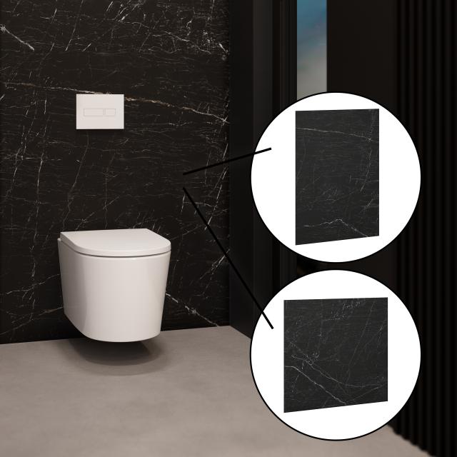 Ensemble de panneaux muraux design neoro pour la salle de bains neoro : 2 x 120 x 120 cm pour le coin WC et 4 x 80 x 120 cm pour le coin douche