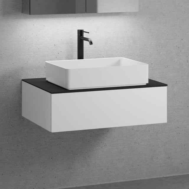 Mobile TV Bassissimo YOGI Con Ruote - 80x60x40 Cm, Nero Opaco, Con Ripiani Aperti, Produzione Polacca