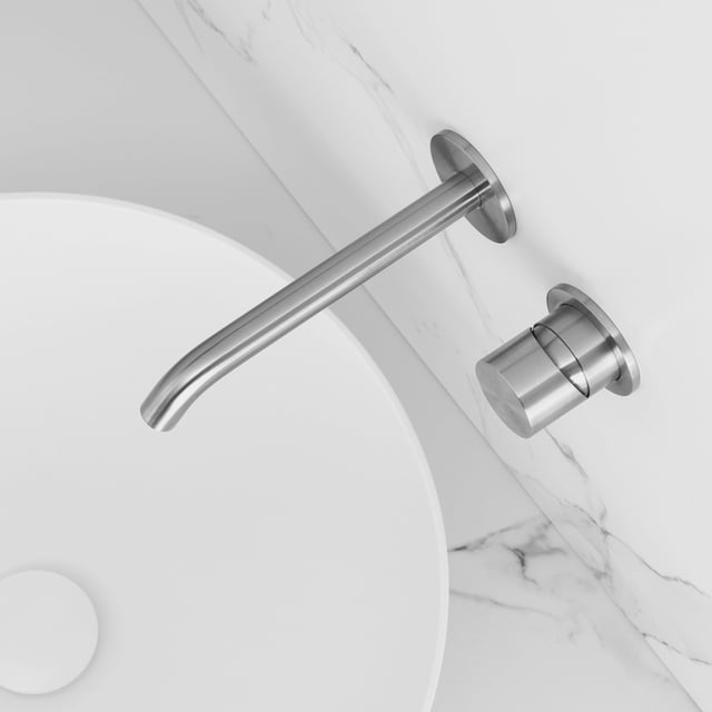 Rubinetto Bagno A Maniglia Singola - Acciaio Inox 304, Finitura Nichel Spazzolato, Installazione A Top, Design Moderno