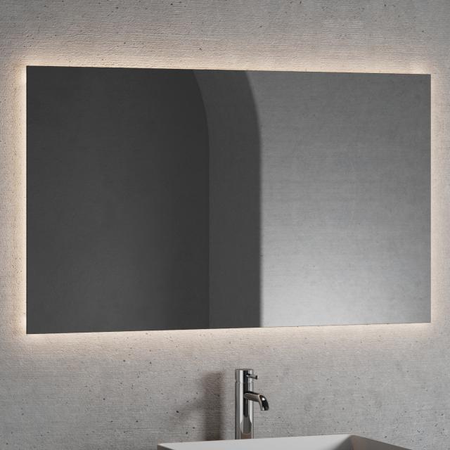 Neoro n20 illuminated mirror, rectangular with indirect LED lighting