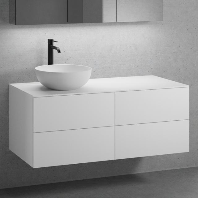 neoro n50 countertop washbasin with countertop and vanity unit with 4 pull-out compartments front matt white / corpus matt white, countertop matt white