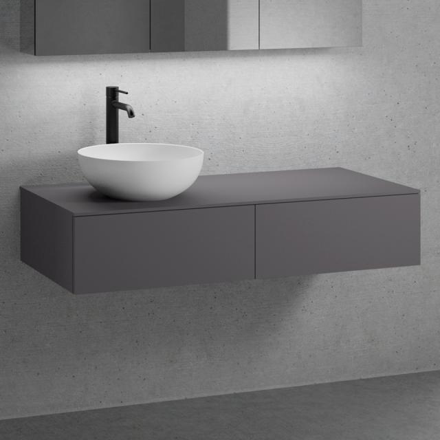 neoro n50 furniture set W: 120 cm with 2 pull-out compartments washbasin 45 cm matt white, vanity unit and countertop matt graphite