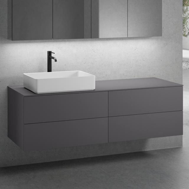 neoro n50 furniture set W: 160 cm with 4 pull-out compartments, washbasin W: 58 cm matt white, vanity unit and countertop matt graphite