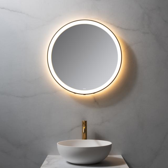 neoro n50 Metal Touch illuminated mirror Ø 60 cm, with all-round lighting, direct + indirect matt black
