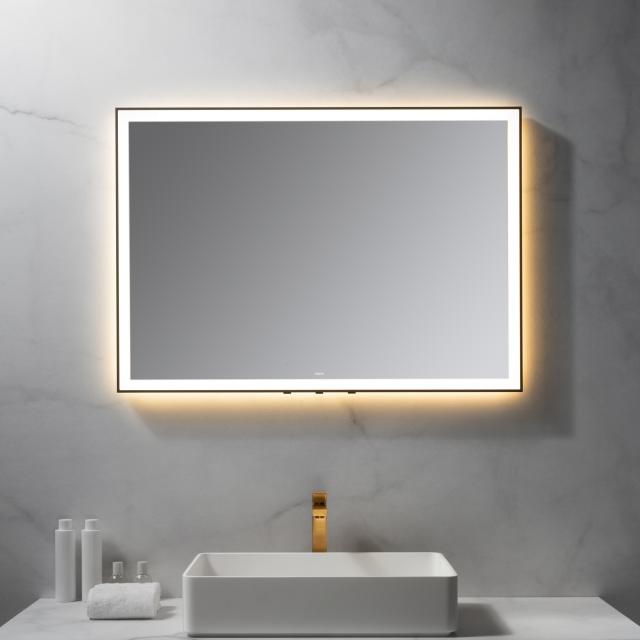 neoro n50 Metal Touch illuminated mirror, with all-round lighting, direct + indirect W: 100 H: 70 D: 3.5 cm matt black