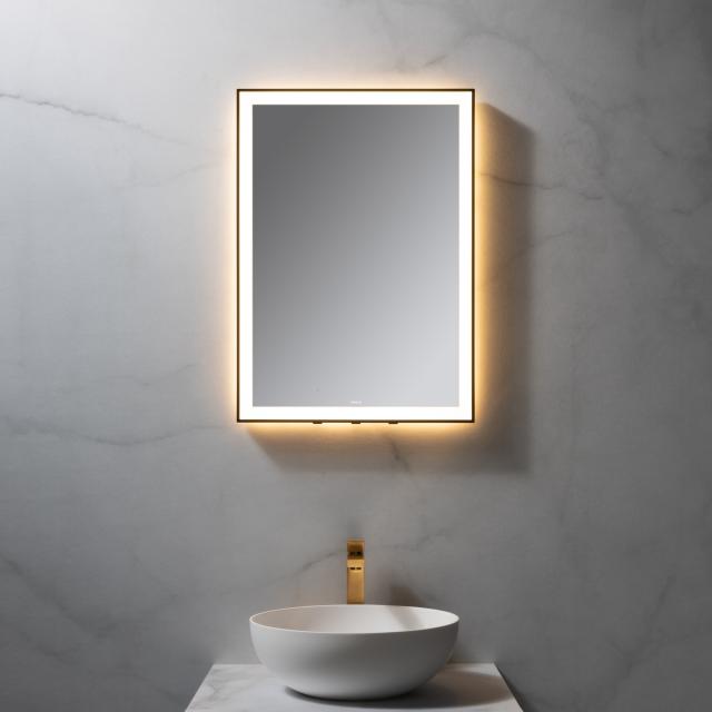 neoro n50 Metal Touch illuminated mirror, with all-round lighting, direct + indirect W: 50 H: 70 D: 3.5 cm matt black