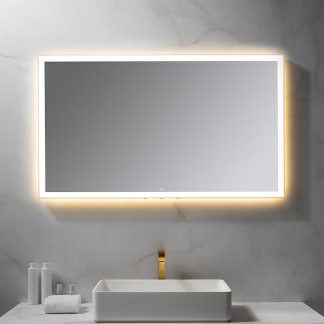 Miroir Mural avec Cadre en Acier Blanc pourtour …