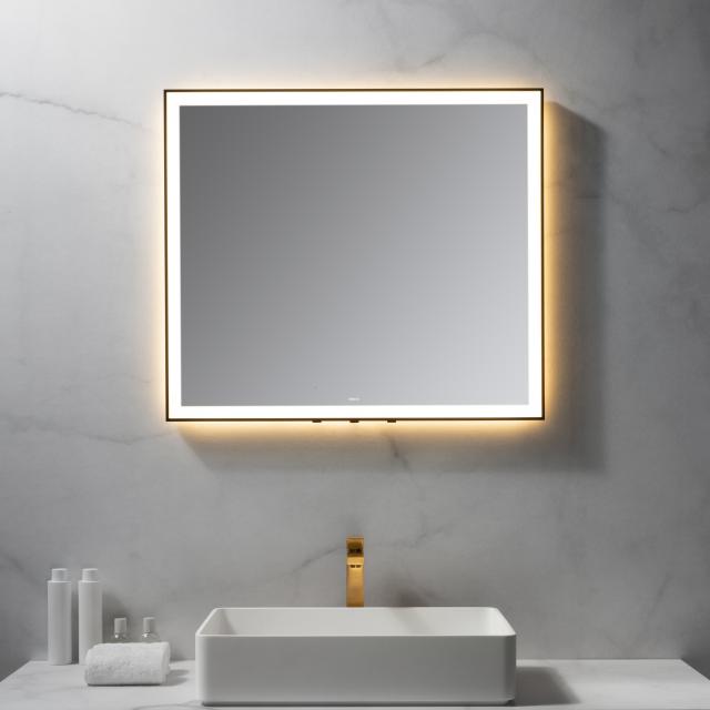 neoro n50 Metal Touch Miroir avec éclairage l : 80 cm, éclairage sur le pourtour, direct + indirect noir mat
