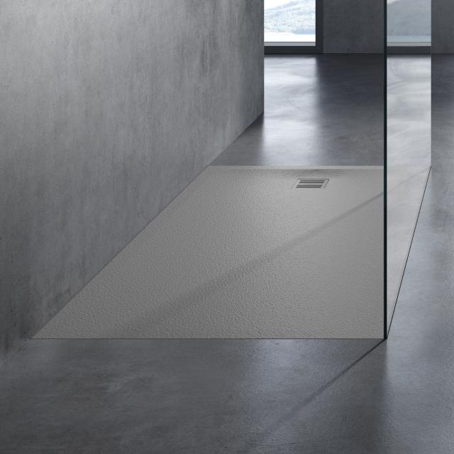 neoro n50 square/rectangular shower tray complete set textured grey, with anti-slip surface