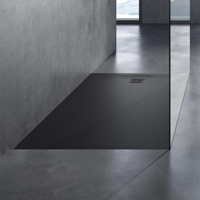 neoro n50 square/rectangular shower tray textured black, with anti-slip surface