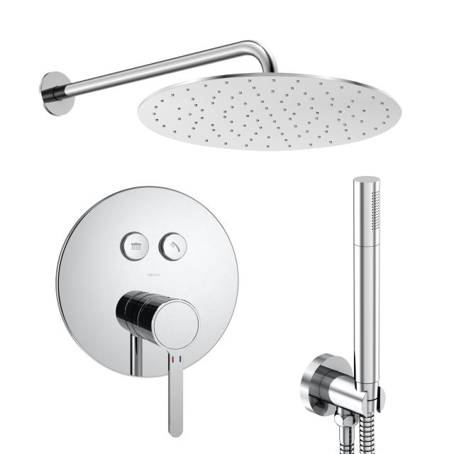 neoro n50 shower system with shower fitting, overhead shower and hand shower set
