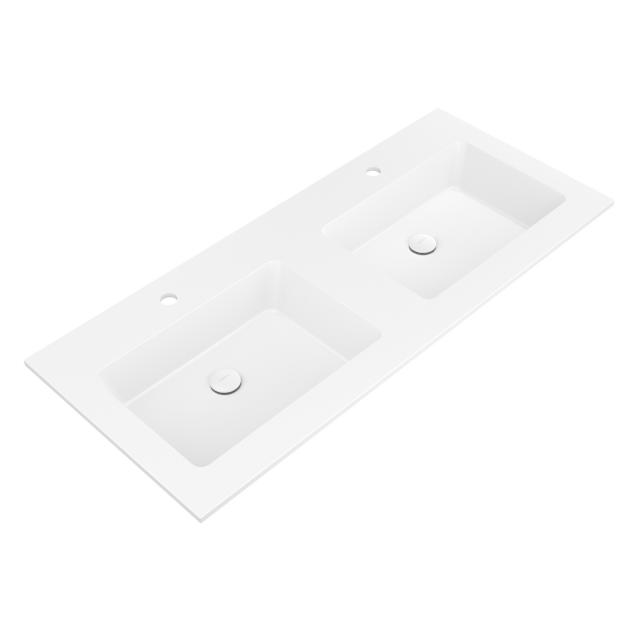 neoro n50 ultra-flat double drop-in washbasin W: 120.5 D: 51.5 cm matt white, with 2 tap holes