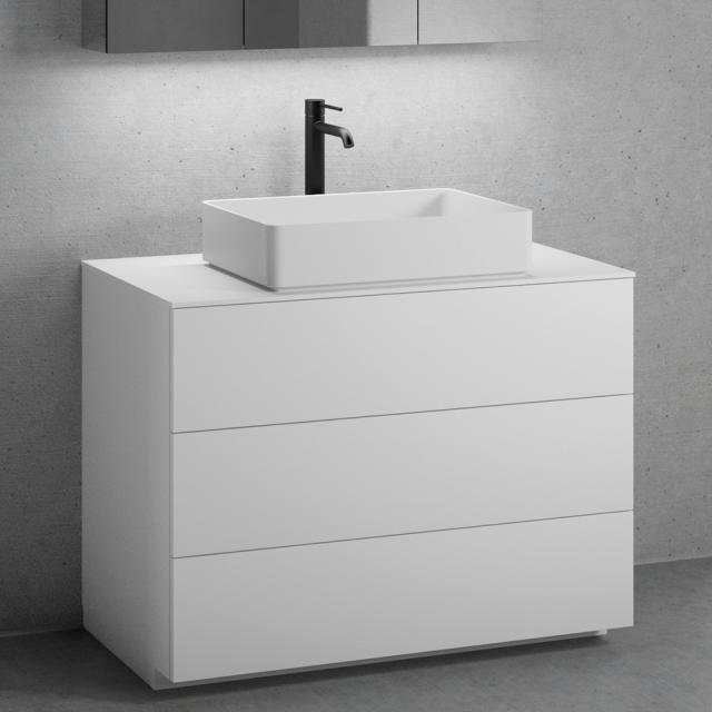 neoro n50 vanity unit W: 100 cm with 3 pull-out compartments, washbasin W: 58 cm matt white, vanity unit and countertop matt white