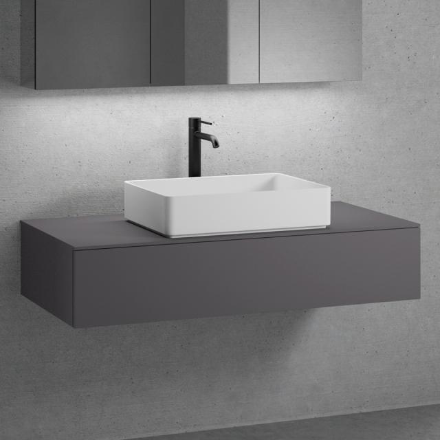 neoro n50 vanity unit W: 120 cm with 1 pull-out compartment, washbasin W: 58 cm matt white, vanity unit and countertop matt graphite