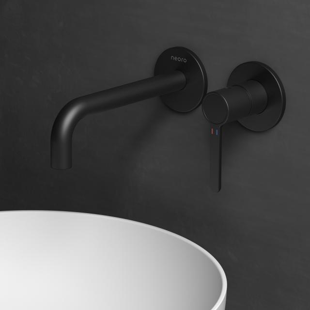 neoro n50 wall-mounted basin mixer including installation unit, matt black