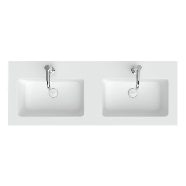 neoro n50T46 edge ultra-flat double drop-in washbasin W: 120.5 D: 46 cm matt white, with 2 tap holes