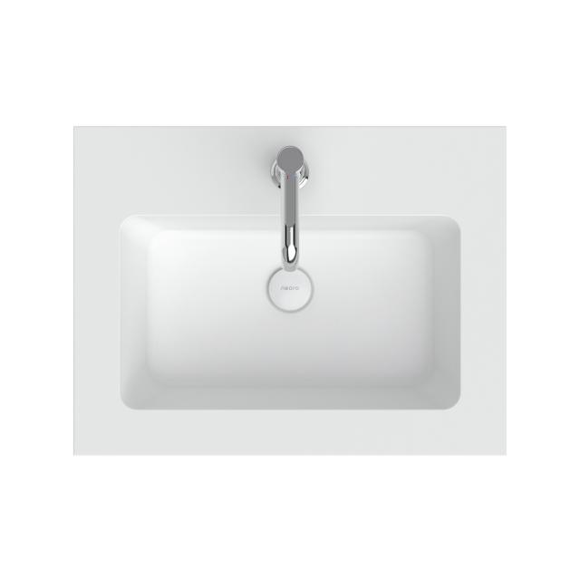 neoro n50T46 edge ultra-flat drop-in washbasin W: 60.5 D: 46 cm matt white, with 1 tap hole