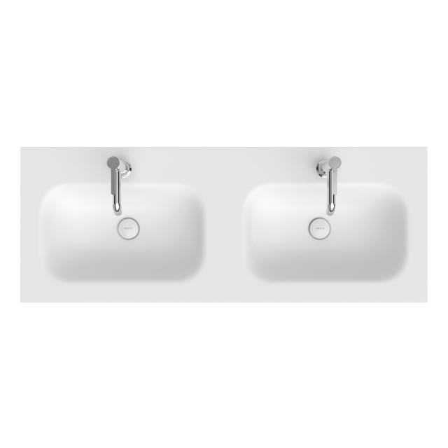 neoro n50T46 soft ultra-flat double drop-in washbasin W: 120.5 D: 46 cm matt white, with 2 tap holes