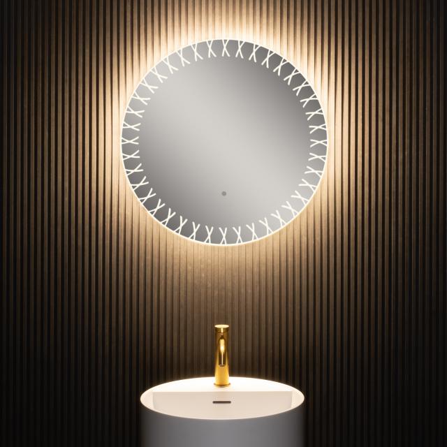 neoro n80 design mirror Ø 60 cm, with full frame lighting, direct + indirect
