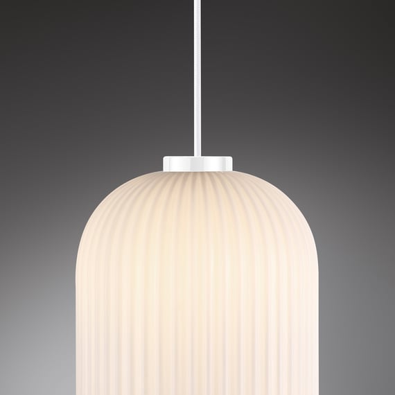 Lampada A Sospensione Nordlux POP, Verde Chiaro/bianco, Paralume Tondo In Metallo, Attacco E27, Cavo Bianco Da 200 Cm, Perfetta Per La Cucina O Il Soggiorno