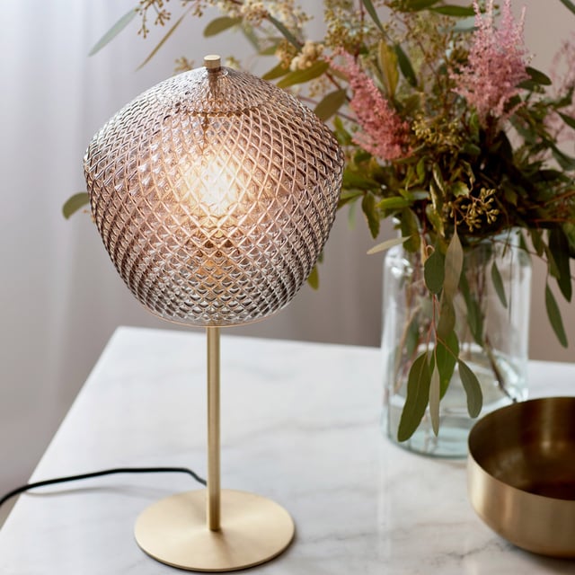 Lampe de bureau preston E27 hauteur 33 cm bois naturel / sable