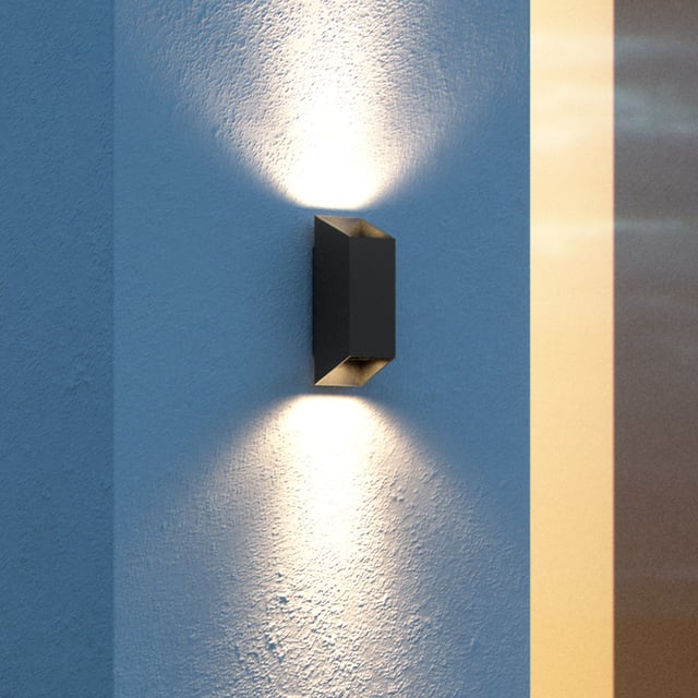 2er-Set Aluminium Up-Down Wandleuchten MODENA Grau, GU10, Höhe 17 Cm, IP44