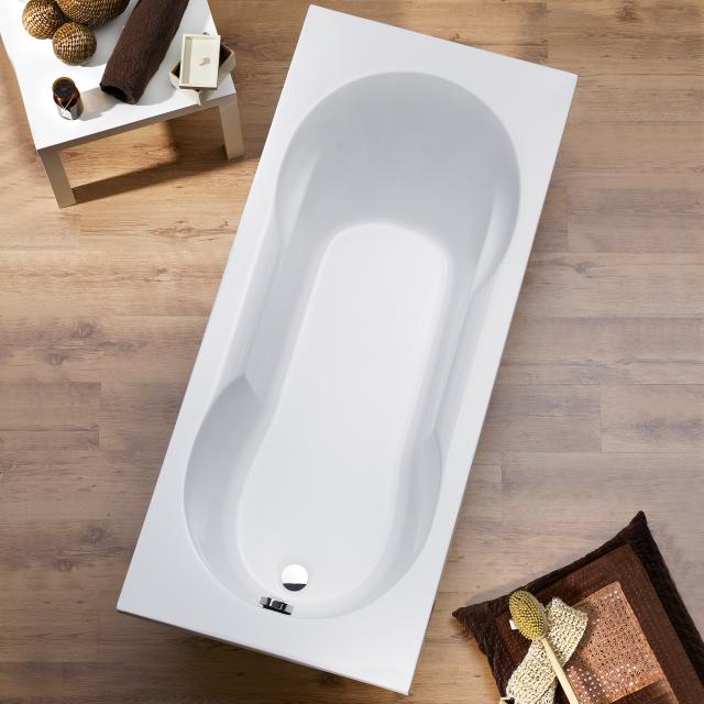 Ottofond Viva rectangular bath with shower zone, built-in with bath support