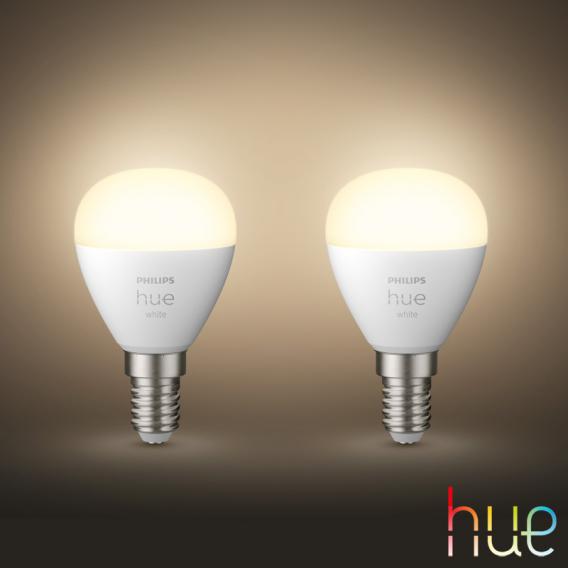 PHILIPS Hue White LED E14 candle/luster, 5.7 Watt double pack