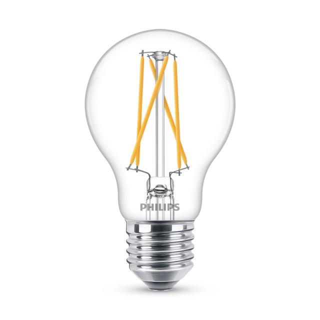 PHILIPS LED lamp with WarmGlow, E27 dimmable