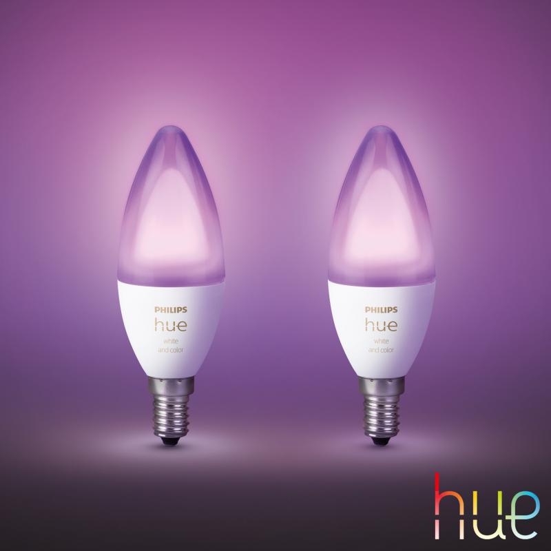 PHILIPS Hue White and Color Ambiance LED E14, 5,3 watts, pack double, 8719514356719