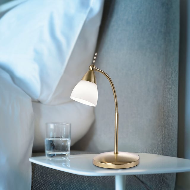 Paulmann 79661 Neordic Moa - Lampada Da Tavolo In Vetro E Marmo, Bianco/opaco Oro, Senza Lampadina, Attacco G9, 230V
