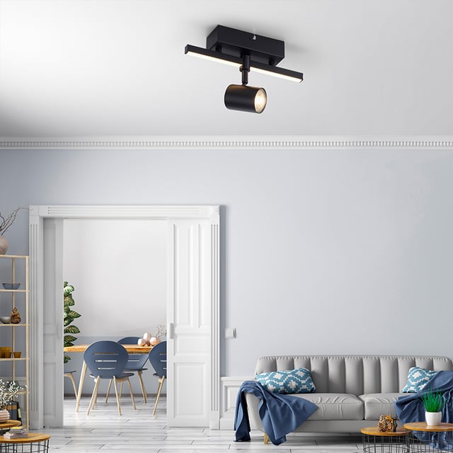 Kimjo Lampada Faretti LED da Soffitto Orientabili - Faretti da Soffitto Legno E14 - Lampadario Faretti da Parete Nero - Plafoniera LED Faretto 3 Luce per Cameretta Cucina Soggiorno Senza Lampadina