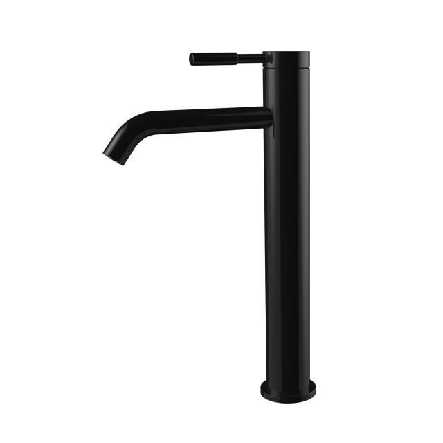 PREMIUM 100 single lever basin fitting, extra tall with Push-Open waste valve, matt black