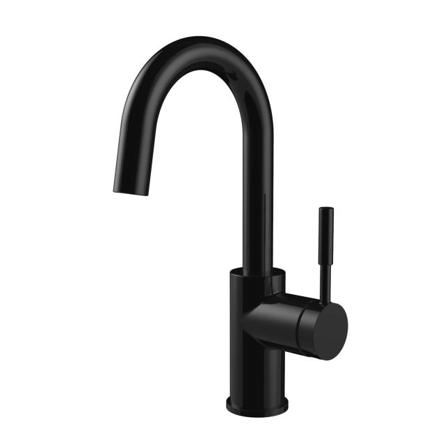 PREMIUM 100 single lever basin fitting with side lever with Push-Open waste valve, matt black