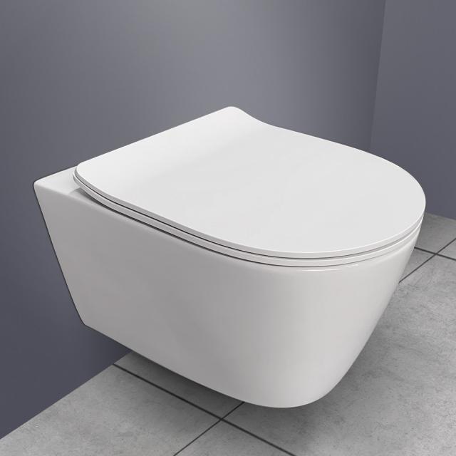 PREMIUM 100 wall-mounted washdown toilet, rimless, oval