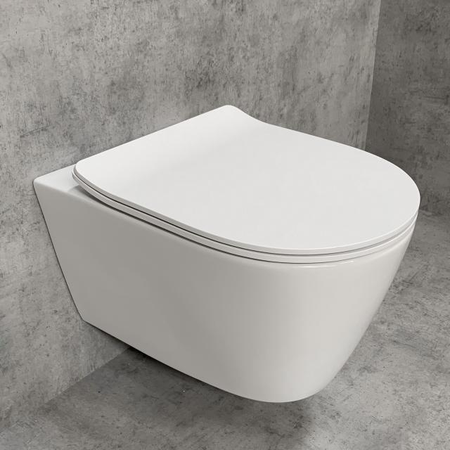 PREMIUM 100 wall-mounted washdown toilet SET, rimless, oval, with slim toilet seat