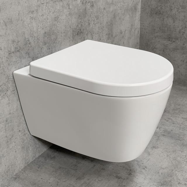 PREMIUM 100 wall-mounted washdown toilet SET, rimless, oval, with toilet seat