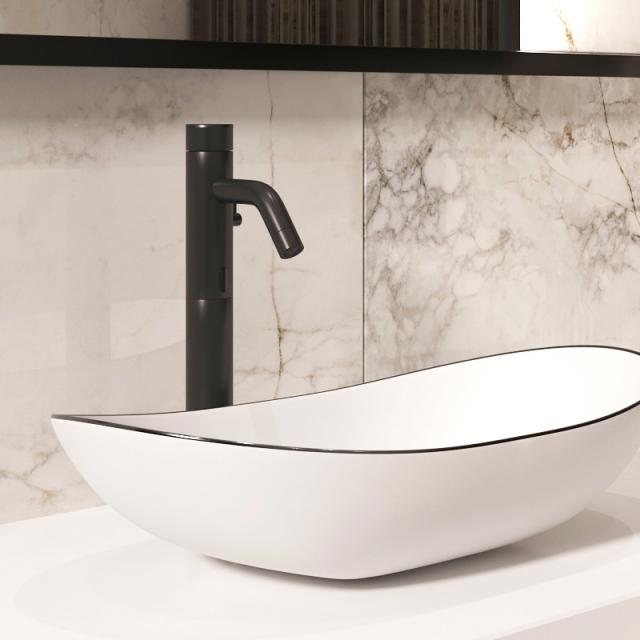 PREMIUM 500 electronic basin fitting with temperature control black, electric mains-powered