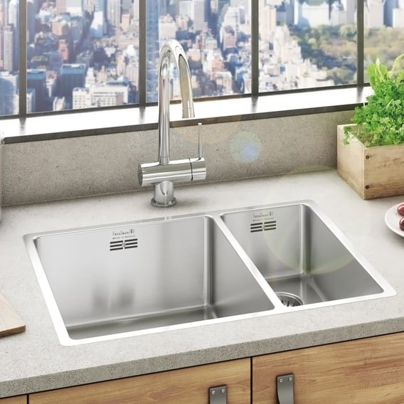 Reginox New York Kitchen Sink With Double Basin Sink Basin Left R27806 Reuter