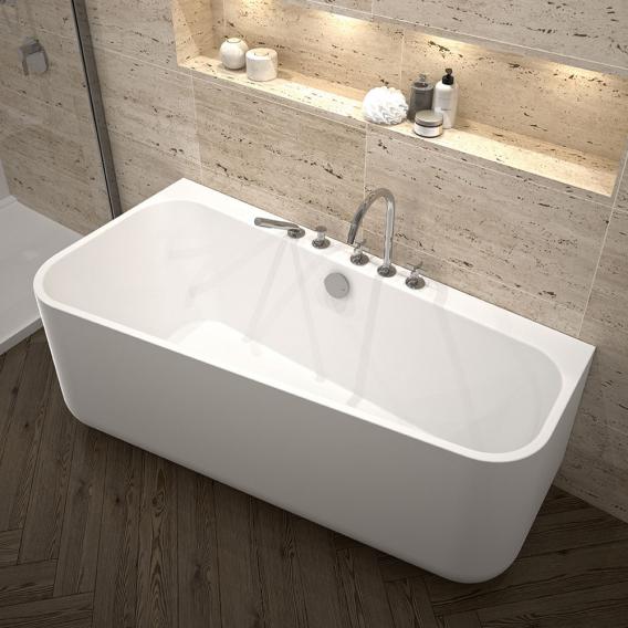 Repabad Seed F back-to-wall bath with panelling white, with filling function via overflow