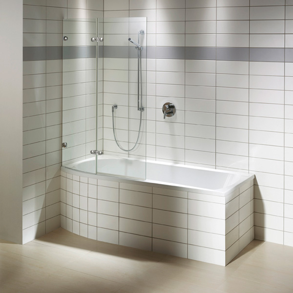 Repabad Arosa Shower rectangular bath with shower zone, built-in white