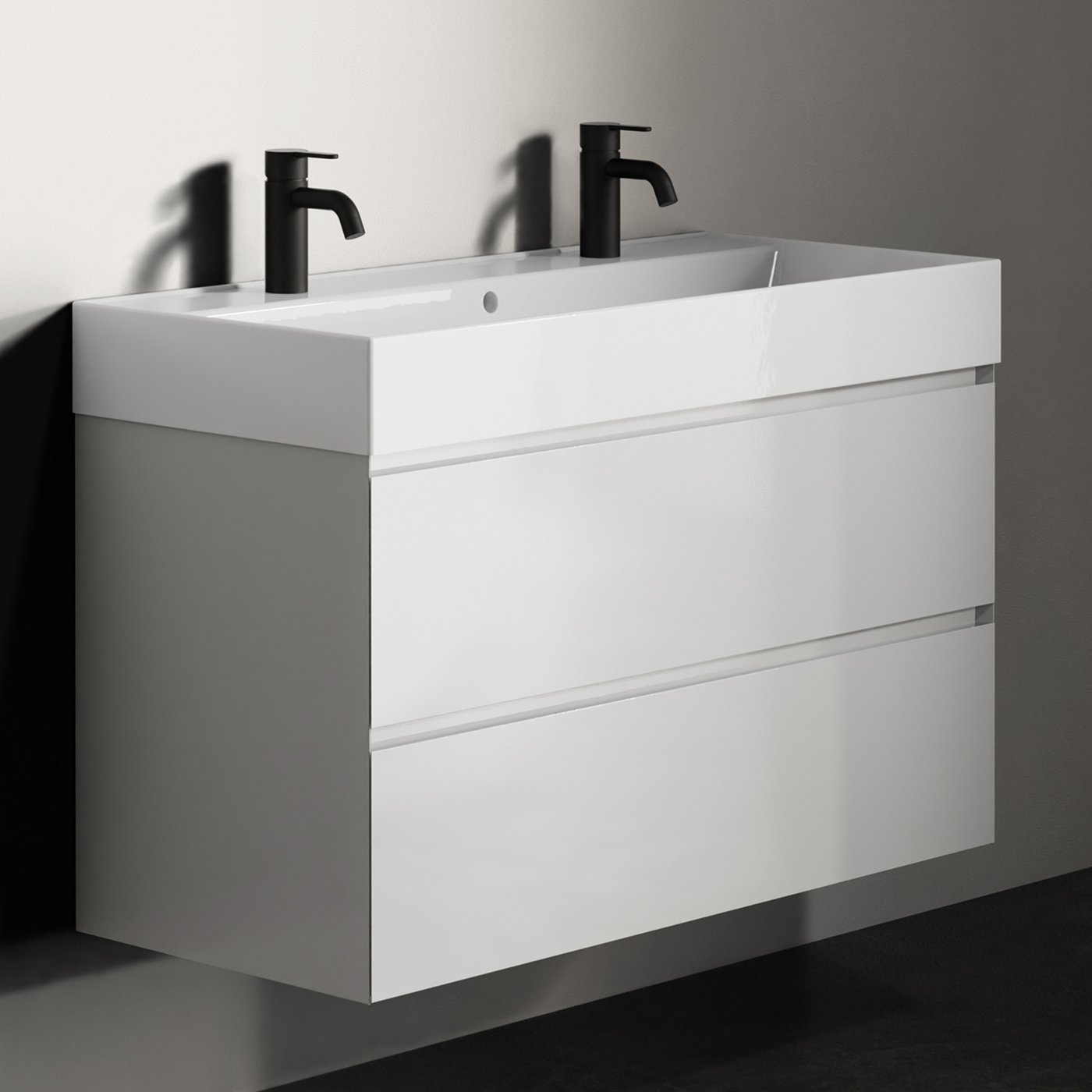 RIHO Spring Rise Meuble avec plan vasque, 2 tiroirs blanc ultra ...