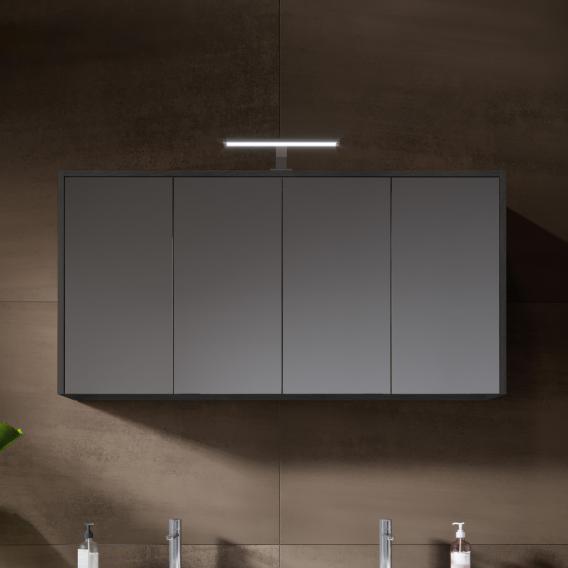 Riho Porto Square double washbasin with vanity unit and mirror cabinet dark grey oak