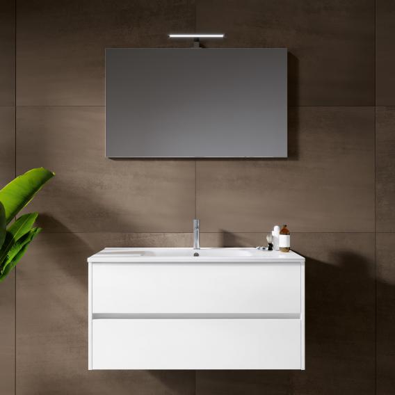 Riho Porto Square washbasin with vanity unit and mirror white high gloss