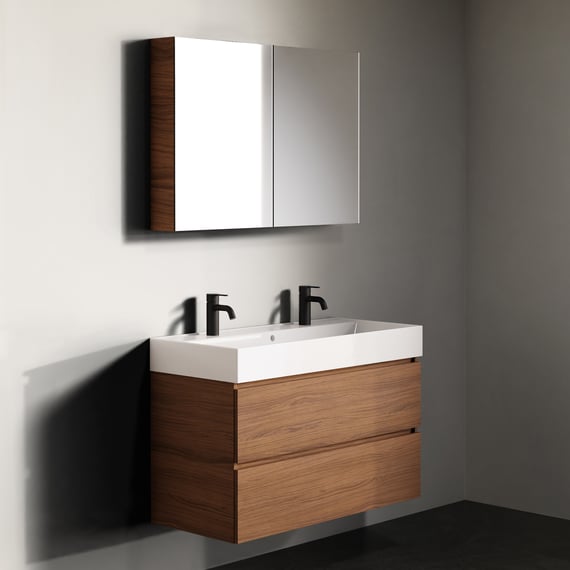 Riho Spring Rise Badmöbel-Set, mit Spiegelschrank red wood, WT weiß ...