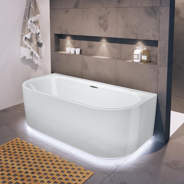 Riho Desire back2wall back-to-wall bath with panelling and lighting white, with filling function