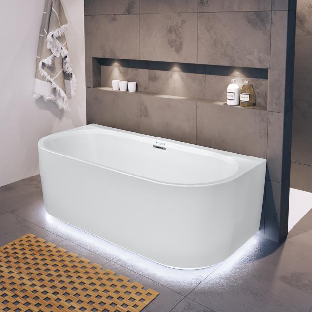 Riho Desire back2wall back-to-wall whirlbath with panelling and LED lighting matt white, with filling function