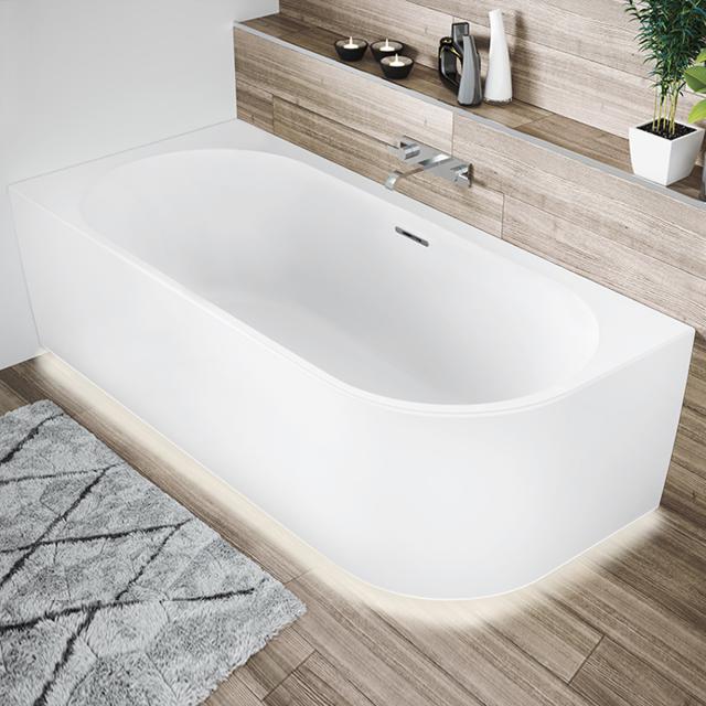 Riho Desire corner bath with panelling and lighting matt white, without filling function